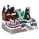 Christmas village with lights, moving tree, Santa Claus and elves 20x25x16 cm s4