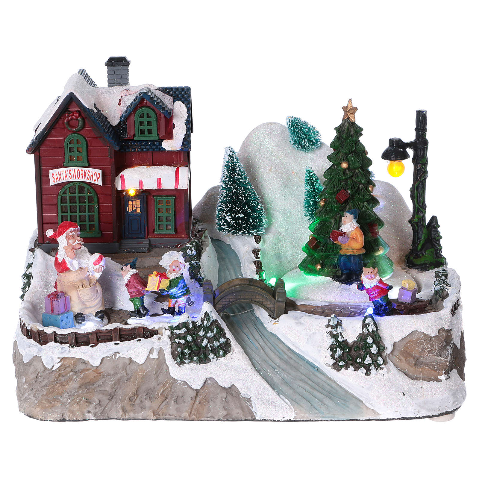 Illuminated Christmas village with animated tree and Santa | online ...