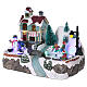 Illuminated Christmas village with animated ice skaters and toy shop 20x25x16 cm s3