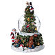 Glass globe with snow, lights and music 18.5 cm in resin with battery-powered movement s2