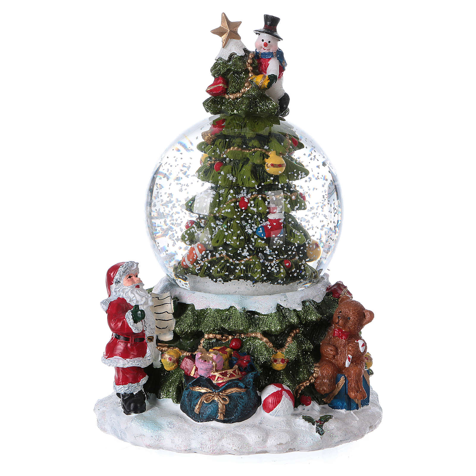 Snow Globe with lights movement and music 18.5 cm resin online sales