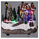 Christmas Village 15x20x10cm with Christmas tree and battery powered motion s2
