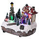 Christmas Village 15x20x10cm with Christmas tree and battery powered motion s3