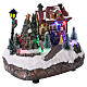 Christmas Village 15x20x10cm with Christmas tree and battery powered motion s4