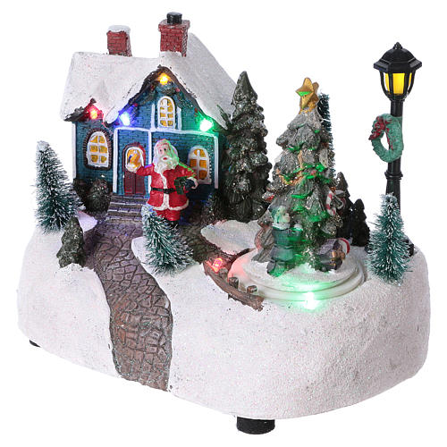Christmas Town 15x20x10 cm with moving tree battery operated 3