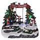 Christmas village with moving snowman and swing 20x20x20 cm s1