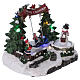 Christmas village with moving snowman and swing 20x20x20 cm s4