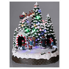 Pueblos navideños en miniatura: Paisaje invernal 30x25x25 cm niños movimiento batería y corriente