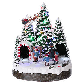 Villages de Noël miniatures: Paysage hivernal 30x25x25 cm enfants mouvement piles et courant