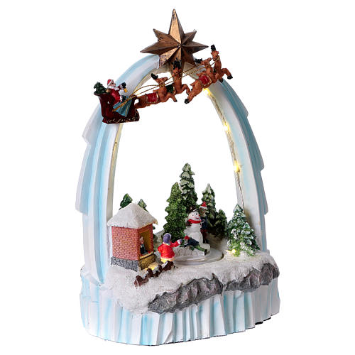 Paesaggio natalizio in resina 30x20x15 cm bambini movimento batteria 4
