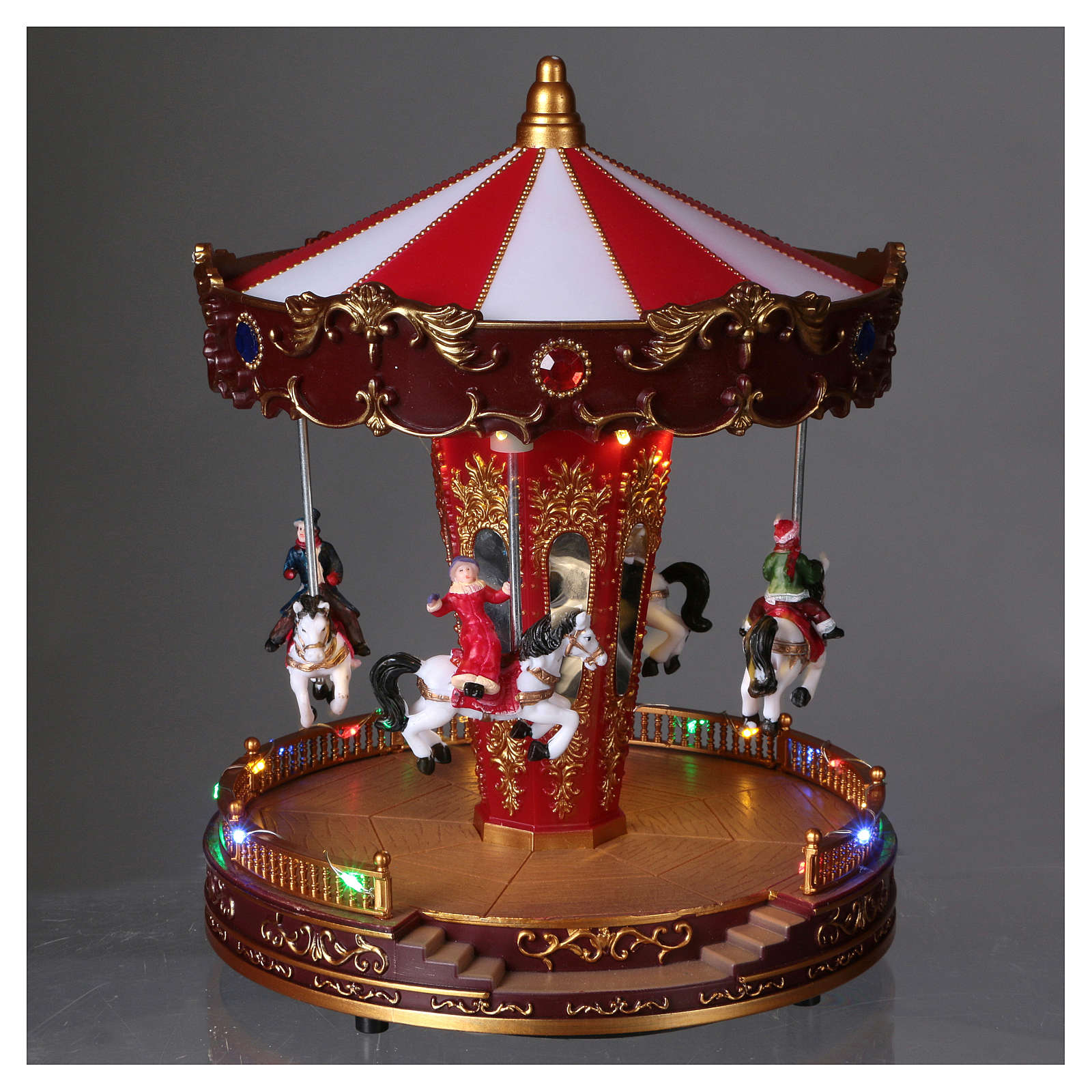Christmas village carousel with moving horses 30x20x20 cm online