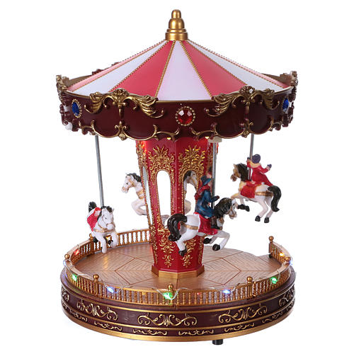 Christmas village carousel with moving horses 30x20x20 cm 5
