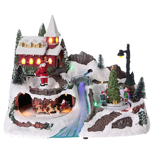 Christmas Holiday Scene with Santa Clause 20x30x20 cm Battery Operated Skaters 1