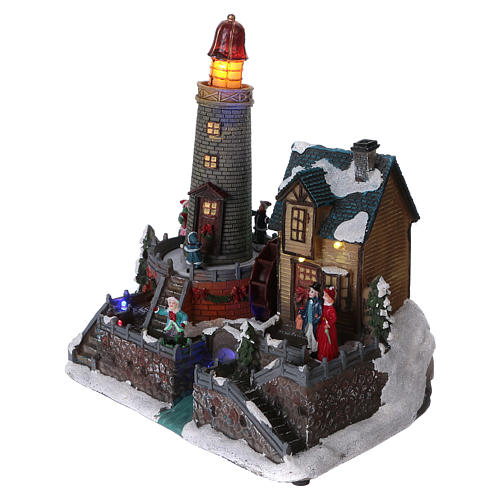 Christmas village with moving mill and children 25x25x15 cm 3