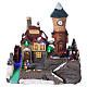 Christmas village with moving train and mill 25x25x15 cm s1