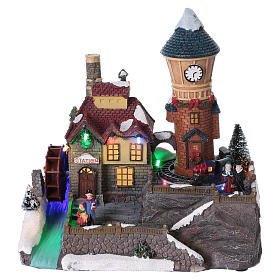 Villaggi Natalizi: Villaggio invernale 25x25x15 cm mulino e treno in movimento batteria