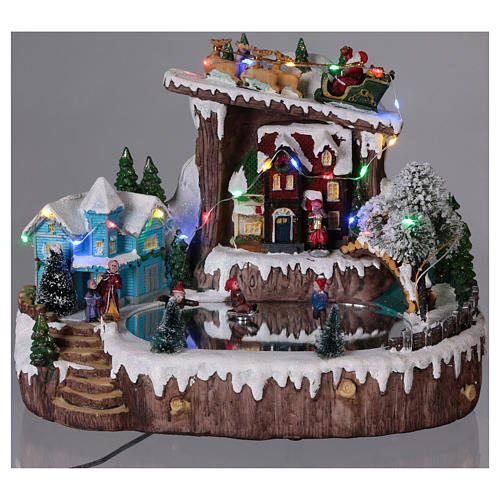 Christmas Village with Animated Skaters 25x30x20 cm Battery and Power Operated 2