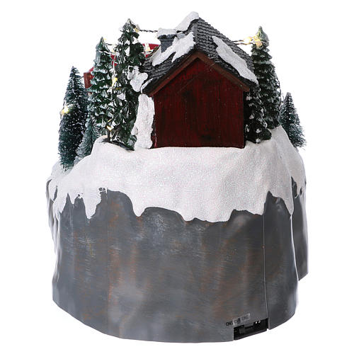 Christmas Town with Moving Skiers25x25x35 cm Battery and Power Operated 5