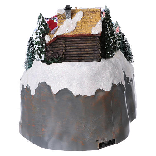 Christmas village 25x25x35 cm with moving skiers requiring batteries or electricity 5