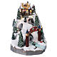 Christmas Holiday Village with In-Motion Skiers 25x25x35 cm Battery and Power Operated s1