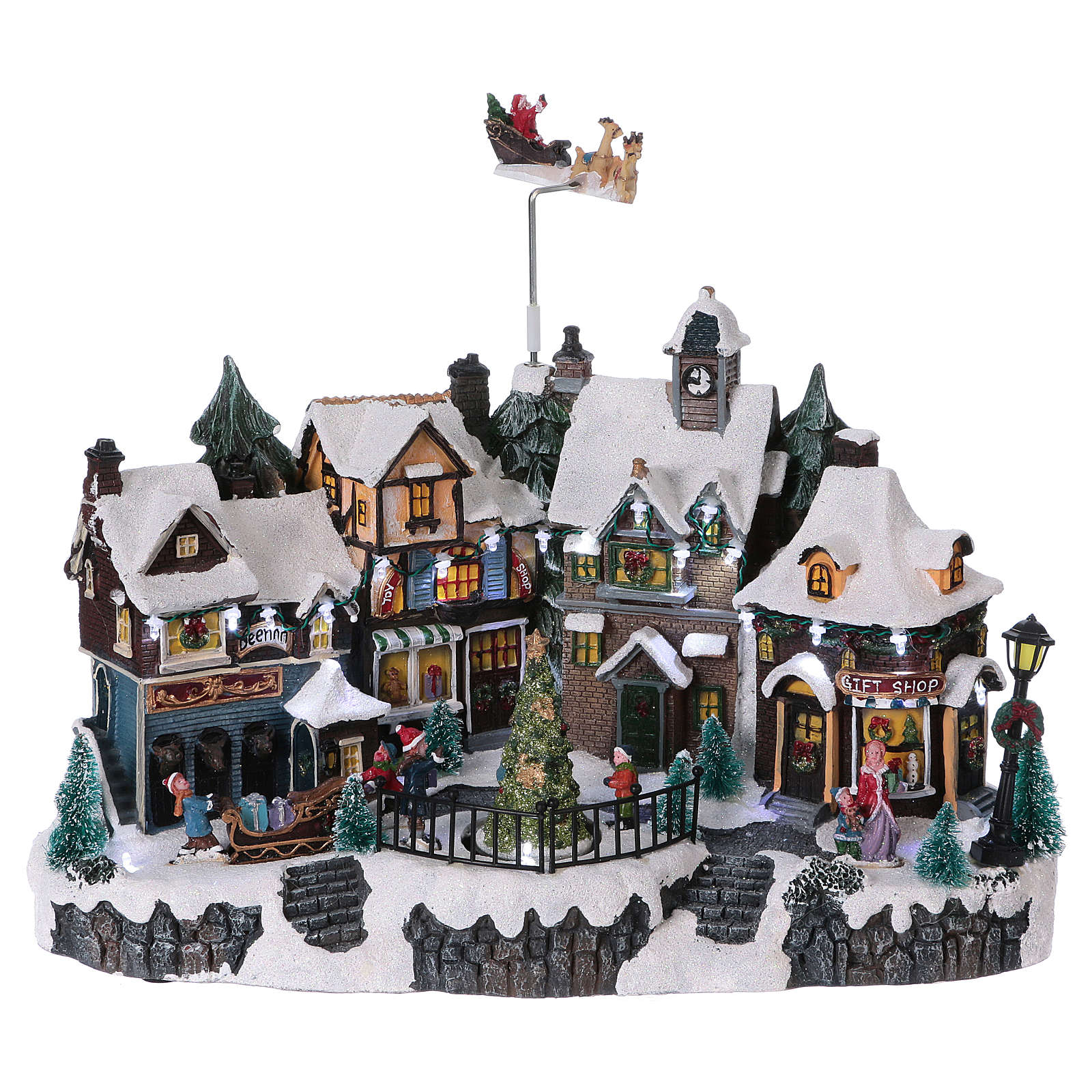 Christmas village with rotating Christmas tree 30x40x20 cm | online ...