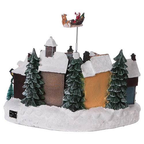 Rustic Winter Village with Moving Tree 30x40x20 cm Electric Powered 5