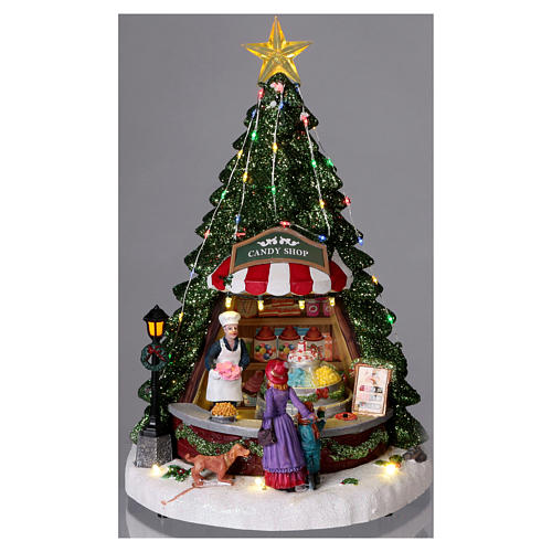 Scenografia bożonarodzeniowa 30x25x25 cm stoisko z cukierkami ruchome na baterie i zasilacz 2