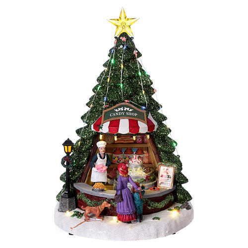 Candy Shop Christmas Scene 30x25x25 cm with Moving Candy Counter ...