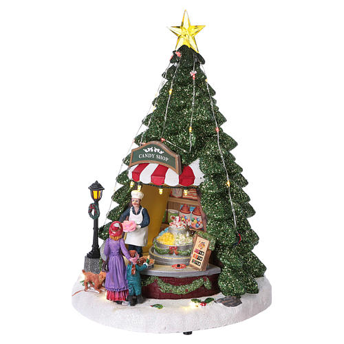 Candy Shop Christmas Scene 30x25x25 cm with Moving Candy Counter Battery and Power Operated 3