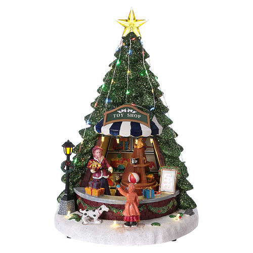 Holiday Toy Shop Christmas Scene 30x25x25 cm with Moving Toy Counter Battery and Power Operated 1