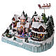 Christmas village with LED lights, ice-skaters and moving train 40x55x30 cm s3