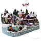 Christmas village with LED lights, ice-skaters and moving train 40x55x30 cm s4