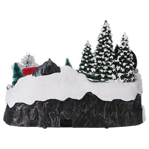 Holiday Christmas Village 25x35x20 cm with In-Motion Train and Skaters Electric Powered 5