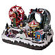 Christmas village with LED lights, moving ferris wheel and ice-skaters 40x55x35 cm s3