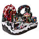 Christmas village with LED lights, moving ferris wheel and ice-skaters 40x55x35 cm s4