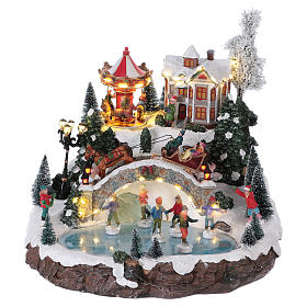 Christmas Village Having Fun with Lights Music Motion 30x35x35 cm electric powered
