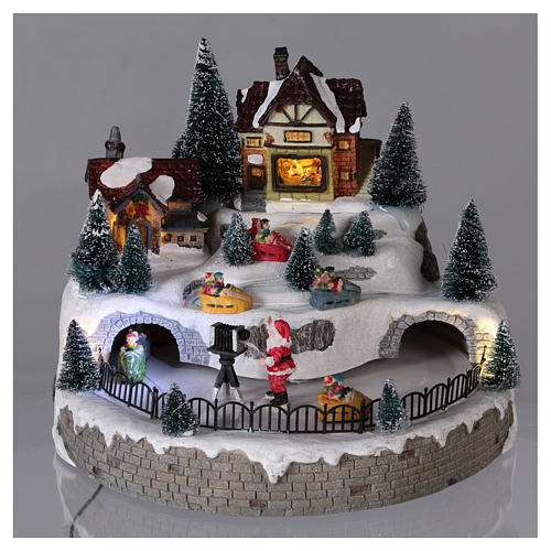 Santa Claus Christmas Village with Moving Lights and Music 20x25x25 cm electric powered 2