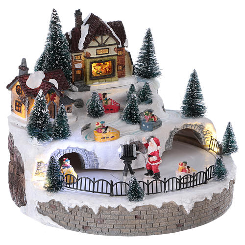 Santa Claus Christmas Village with Moving Lights and Music 20x25x25 cm electric powered 4