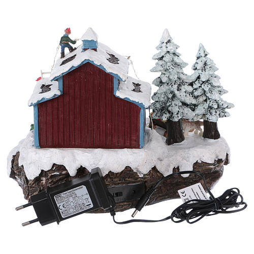 Villaggio di Natale Babbo Natale regali 20x25x20 cm luci movimento musica corrente 5