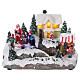 Christmas Village with Santa children and gifts 15x20x15 cm lights and motion battery powered s1