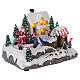 Christmas Village with Santa children and gifts 15x20x15 cm lights and motion battery powered s4