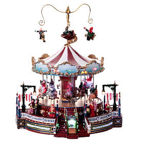 Décor de Noël avec carrousel mouvement lumières musique 25x30x30 cm courant