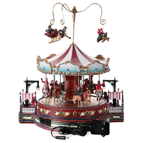 Christmas Carousel Holiday Scene with lights music 25x30x30 electric powered 5