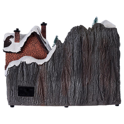 Snowy Town Christmas Scene with lights music movement 20x20x15 cm 5