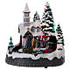 Christmas village with lights music, train and photoghrapher 20x20x15 cm s1