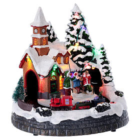 Pueblos navideños en miniatura: Pueblo navideño tren luces movimiento y música 20x20x15 cm Pueblos navideños en miniatura: Pueblo navideño tren luces movimiento y música 20x20x15 cm