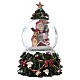 Snow globe with music box Santa Claus, reindeer and chimney, glittered s1