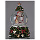 Snow globe with music box Santa Claus, reindeer and chimney, glittered s2