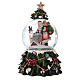Snow globe with music box Santa Claus, reindeer and chimney, glittered s3