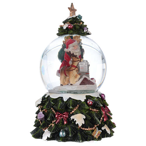 Szklana kula śnieżna Święty Mikołaj renifer komin melodia i brokat 4